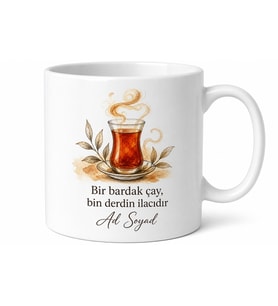Çay Tiryekilerine Özel Çay Saati Temalı Seramik Kupa Bardak Hediye