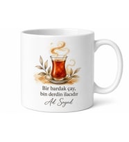 Çay Tiryekilerine Özel Çay Saati Temalı Seramik Kupa Bardak Hediye