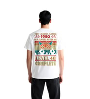 Erkek Retro Oyun Temalı Baskılı Tişört Level Complete Nostalji Günlük Rahat Modern Şık Konforlu