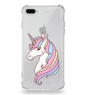 Apple iPhone 8 Plus Uyumlu Köşe Korumalı Antişok  Kapak Unicorn Tasarımlı Şeffaf Silikon Kılıf