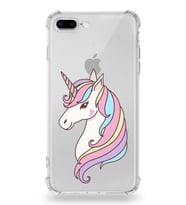 Apple iPhone 8 Plus Uyumlu Köşe Korumalı Antişok  Kapak Unicorn Tasarımlı Şeffaf Silikon Kılıf