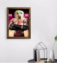 Evcil Dostlara Özel Wrestle Tasarımlı Portre Doğal Masif Ahşap Çerçeveli Tablo 45x65cm-1