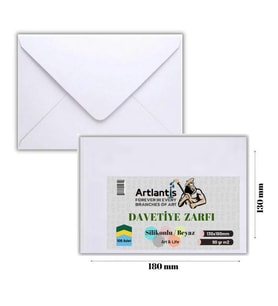 Zarf 13x18 Davetiye Zarfı Beyaz 100'lü 1 Paket Artlantis Beyaz Davetiye Zarfı 13*18 100'lü 1 Paket