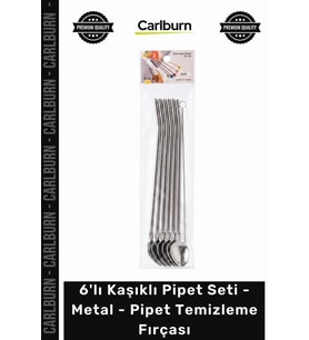 Özel Üretim Paslanmaz Çelik Ekolojik Şık 6'lı Kaşıklı Pipet Seti Metal Pipet Temizleme Fırçası