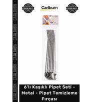 Özel Üretim Paslanmaz Çelik Ekolojik Şık 6'lı Kaşıklı Pipet Seti Metal Pipet Temizleme Fırçası