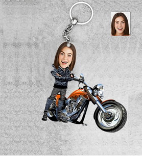 Kişiye Özel Motorcu Kadın Ahşap Anahtarlık-6