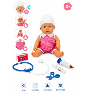 Doktor Setli Sesli Ağlayan ve Gülen Oyuncak Bebek 32 cm