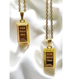 Altın Renk Külçe Kolye – Fine Gold 999.9 Tasarım Kolye – Kadın Minimal Takı