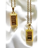 Altın Renk Külçe Kolye – Fine Gold 999.9 Tasarım Kolye – Kadın Minimal Takı