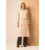FTZ Women Kadın Kapitone Garnili Trençkot Beige 31253