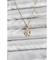 316L Çelik Zincir Gold Renk Balık Model Zirkon Taşlı Kadın Kolye - TJ-BKO10846