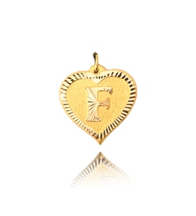0.25 Gram 14 Ayar F Harfi Kalp Kolye Ucu