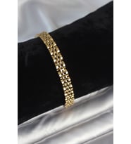 316L Çelik 7 mm Kalınlıkta Gold Renkli Erkek Bileklik 5886 - HPSBYI8502-2862