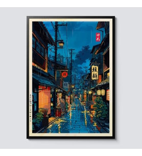 Anime Tokyo Sokakları Poster  Japonya Gece Manzarası Duvar Posteri  Çerçevesiz Dekoratif Poster