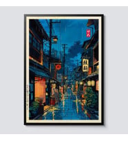 Anime Tokyo Sokakları Poster  Japonya Gece Manzarası Duvar Posteri  Çerçevesiz Dekoratif Poster