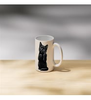 Asi Kara Kedi Baskılı Porselen Kupa - Komik Kedi Severlere Hediye Kupa