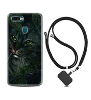 Oppo A5S A15 A16 A54 A55 A73 A74 Kılıf Boyun Askılı Silikon Flowers Cat 1345