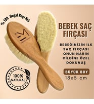 Büyük Boy %100 Doğal Keçi Kılı Bebek Saç Fırçası - Bebeğinizin Ilk Saç Fırçası, Narin Cildine Özel (Standart)