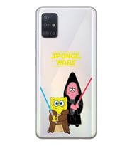 Samsung Galaxy A51 Uyumlu Sunger Bob Star Wars Desenli Şeffaf Telefon Kılıfı