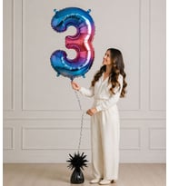 76 cm Renkli 3 Rakamı Helyumlu Balon: