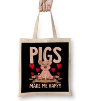 Adorable Pigs Make Me Happy Cute Piglet Pig Girl Bez Çanta Uzun Saplı