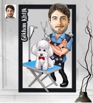 Kişiye Özel 3D  Ahşap Tablo Pet Kuaför Erkek 30x40 -1