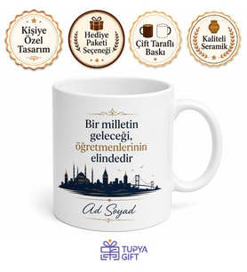 Kişiye Özel Memleket Temalı Öğretmen Hediyesi Kupa Bardak İsimli Hediyelik