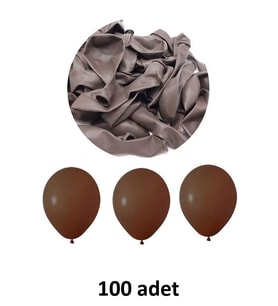 Kahverengi Balon 12" - 30 cm Lateks Kahverengi Renk Balon 100'lu Paket