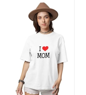 Unisex Bisiklet Yaka Baskılı Oversize T-Shirt - Beyaz