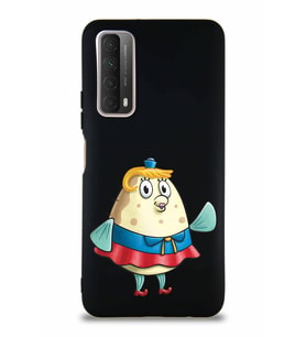 Huawei P Smart 2021 Soft Premier Kapak Bayan Puff Tasarımlı Silikon Kılıf - Siyah (Şeffaf)