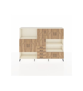 Arges Dolap 9 Raflı 4 Çekmeceli 8 Kapaklı 220x30x163 Aytaşı-Çam