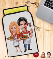 BK Gift Kişiye Özel Sevgililer Karikatürlü Taşınabilir Koruyucu Tablet Kılıfı & Organizer Çanta - Siyah-57