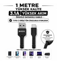 İmeng 3A UsbA to Type-C Pro Braided Örgülü Data ve Hızlı Şarj Kablosu Siyah