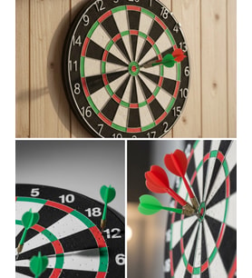 Kaliteli Ahşap Dart Tahtası 12 İnç 4 Adet Metal İğne Uçlu Ok