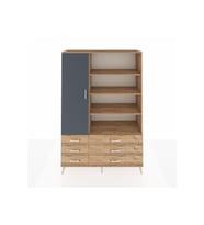 Hyperion Dolap 8 Raflı 6 Çekmeceli Tek Kapaklı  132x44x195 Çam-Antrasit/Çam