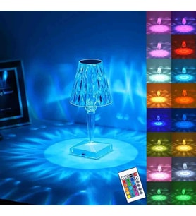 Wolawood Elmas Dokunmatik Kristal LED Masa Lambası – USB Kablolu ve Şarjlı, Kumandalı Renk Değiştiren Sihirli Diamond Tasarım, Lüks ve Dekoratif Aydınlatma Gece Lambası