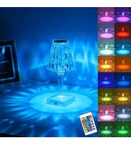 Wolawood Elmas Dokunmatik Kristal LED Masa Lambası – USB Kablolu ve Şarjlı, Kumandalı Renk Değiştiren Sihirli Diamond Tasarım, Lüks ve Dekoratif Aydınlatma Gece Lambası