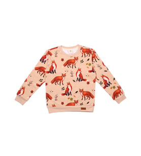 Tilki Desenli Dijital Baskılı Organik Bebek Sweatshirt