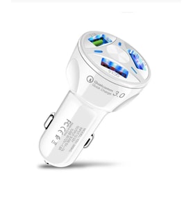 Oto 3 Usb Qualcomm Quick Qc 3.0 7a Hızlı Araç Şarj Aleti Cihazı - Beyaz
