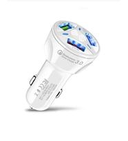 Oto 3 Usb Qualcomm Quick Qc 3.0 7a Hızlı Araç Şarj Aleti Cihazı - Beyaz
