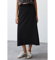Moda Regular Düz Desen Günlük Midi Boy Dokuma Etek