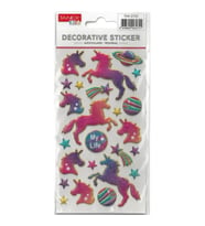 TANEX KIDS TNX-27121 DEKORATİF ETİKETLER - PUFFY PARLAK UZAYLI UNICORN SERİSİ STICKER