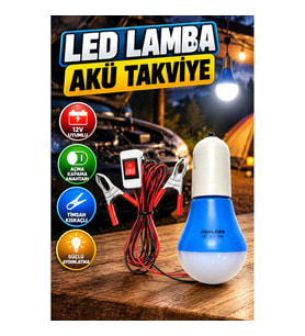 Timsah Kıskaçlı 12V LED Ampul – Akü Bağlantılı Anahtarlı Aydınlatma