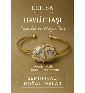 Sertifikalı Doğal Havlit Taşı Ayarlanabilir 24K Altın Kaplama Bileklik 20-25 mm (Çok Renkli)