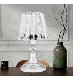 Gerçek Kristal Cam Başlık Krom Metal Gövdeli Yatak Odası Abajur Salon Lambası