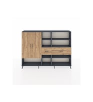 Arges Dolap 10 Raflı 2 Çekmeceli 2 Kapaklı 220x30x163 Antrasit-Çam