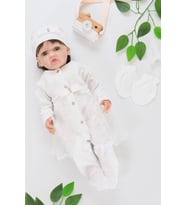 Kız Bebek Dantelli Lüks Bebek Hastane Çıkışı Mevlüt ve Özel Günler İçin Harika Tulum Set STL6493 (Ekru)