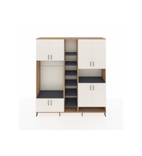 Hyperion Dolap 18 Raflı 8 Kapaklı Tek Askılı 220x44x243 Çam-Aytaşı/Antrasit