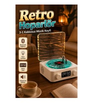Retro Tasarımlı Bluetooth Hoparlör Gece Lambalı Dijital Saatli 3'ü 1 Arada