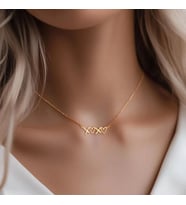 Kişiye Özel 925 Ayar Gümüş Kalp Xoxo Kolye (Gold)